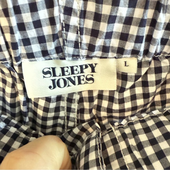 Sleepy Jones 100% Cotton Navy and White Gingham Lounge Pants, Size L, Like New! - Picture 4 of 8